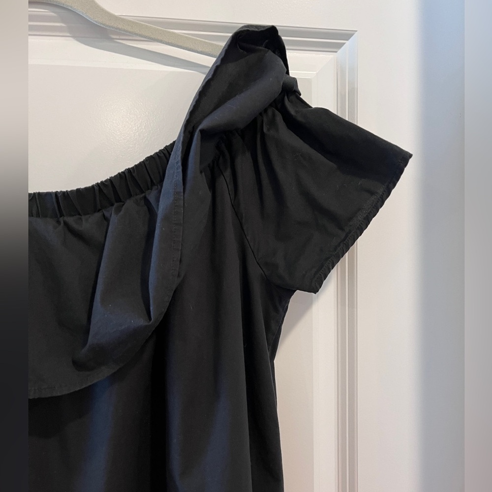 Off-The-Shoulder Ruffle Top Black Boho Size Large - Picture 4 of 11